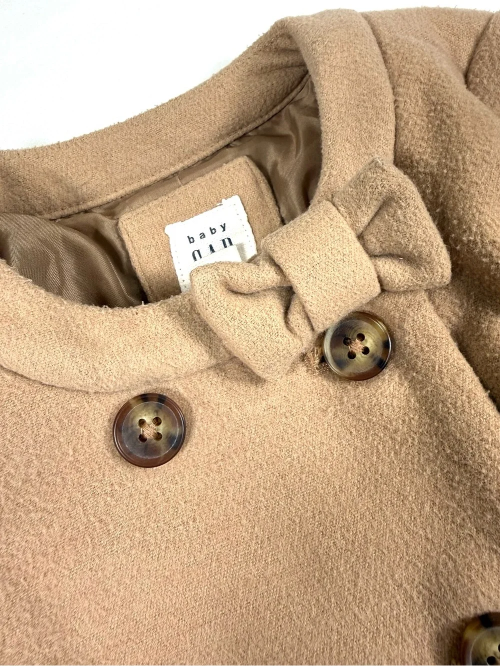 GAP Baby Girls Bow‎ Coat 18-24 Months Double Breasted Peacoat Classic Preppy